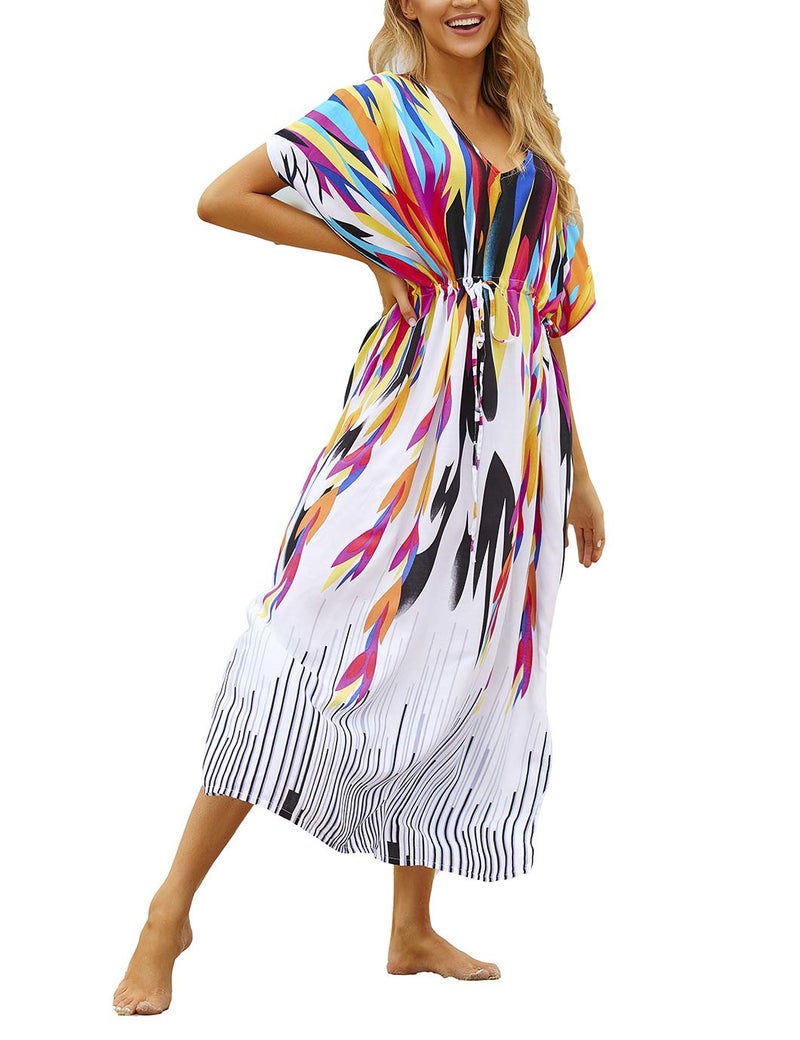 Eddoyee Loose Beach Kaftan Dresses for Women Caftan Swimsuit Cover Up - Image 1